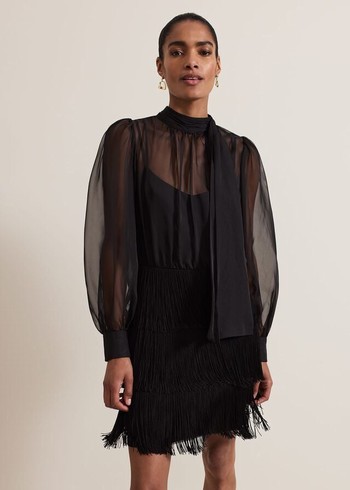 Phase Eight Felicity Fringe Dress Black Canada | UFIMZR-305